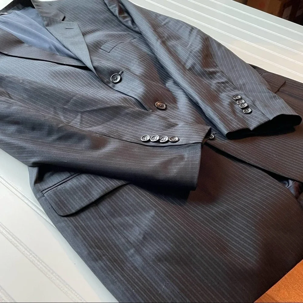 Emanuel Ungaro Suit Jacket Blazer Sport Coat Navy Blue Size 46R formal office